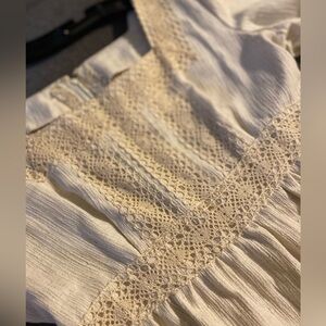 Women’s Vintage Dreamy 1970s Cream Maxi Dress cottage core hippy lace style